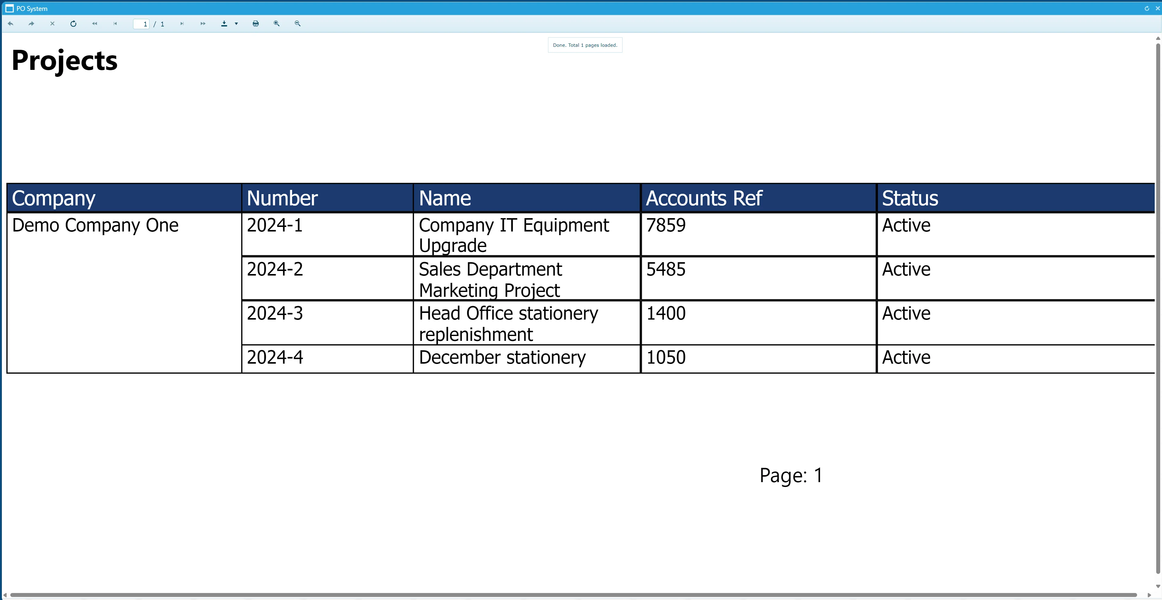 The project report displays the search results in a clear format.