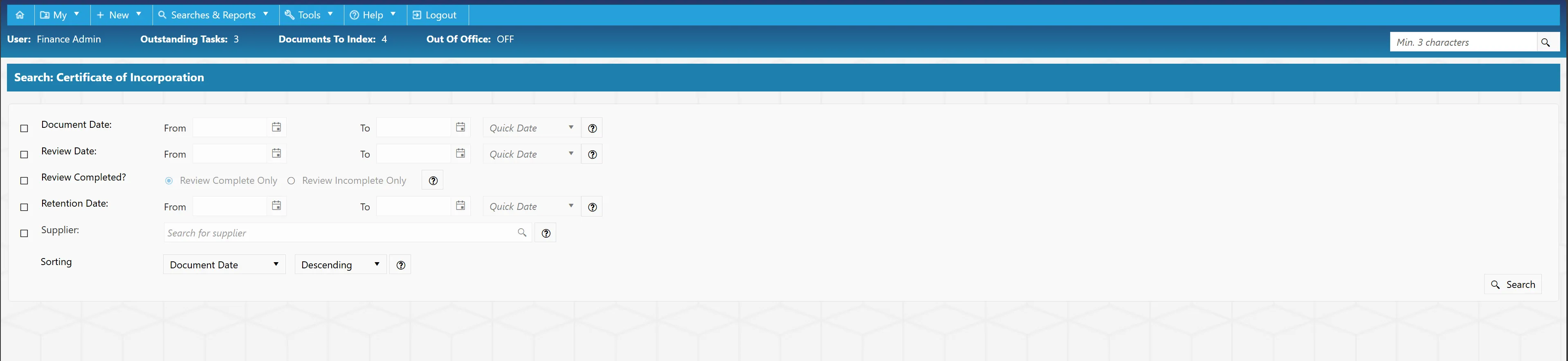 There are various filters which can be used to narrow down search results.