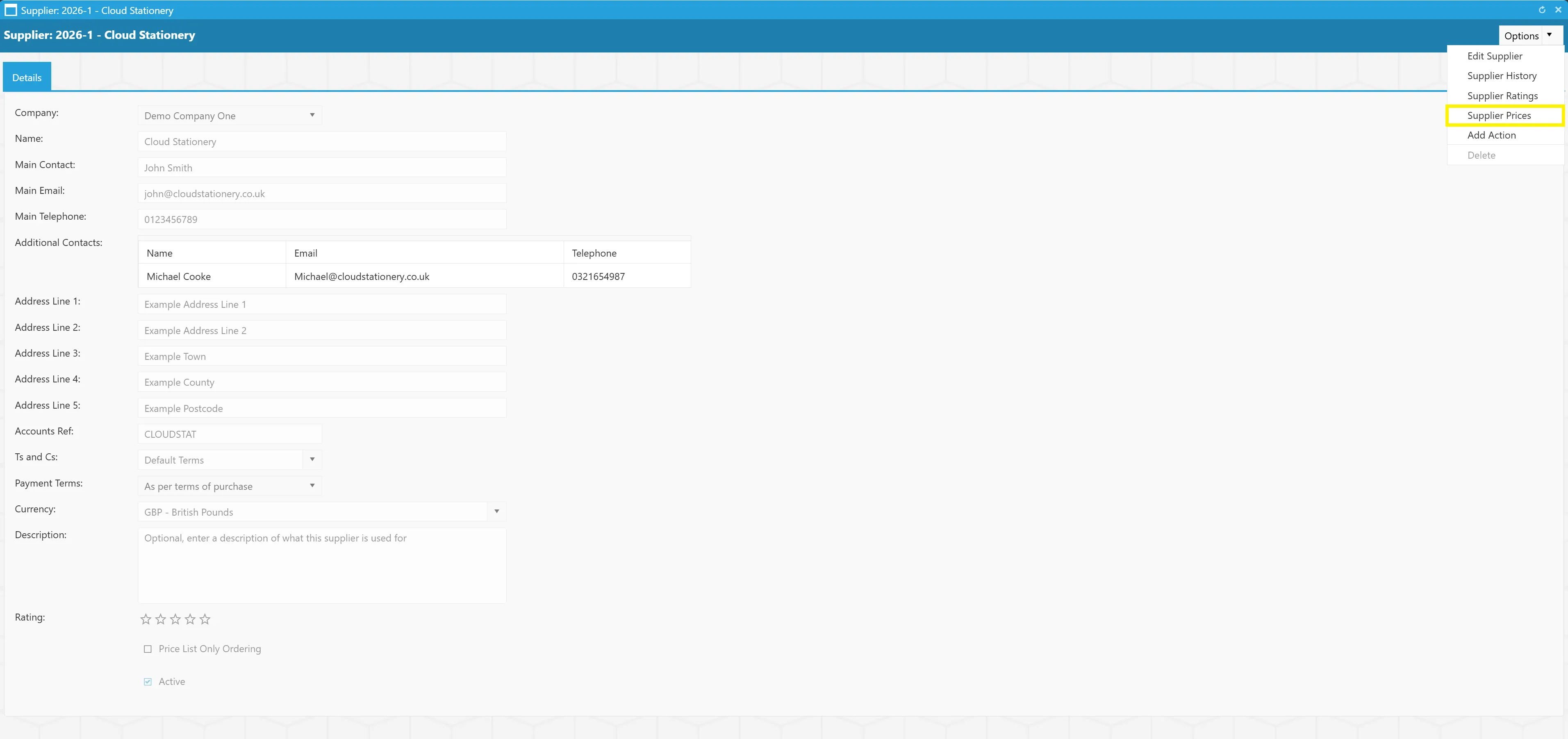 The purchase order system supports supplier price lists for accurate, streamlined procurement.