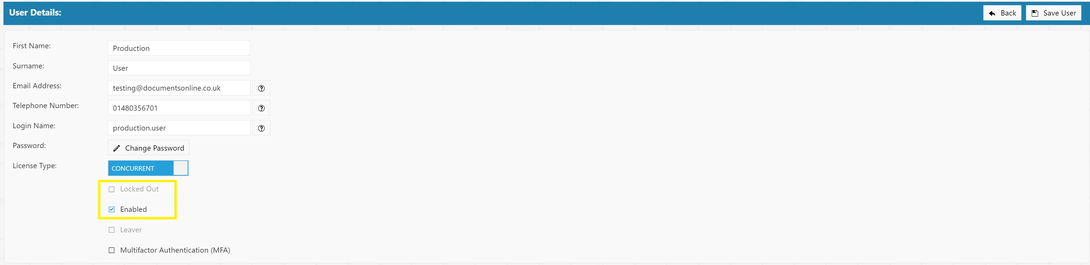 Unlocking User Accounts Admin users have the ability to unlock user accounts if a user locks themselves out.