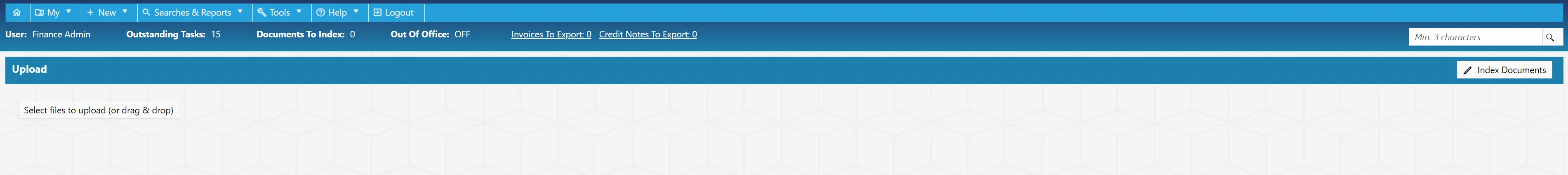 To upload a document, users can either drag & drop the document into the designated area or select the file manually.