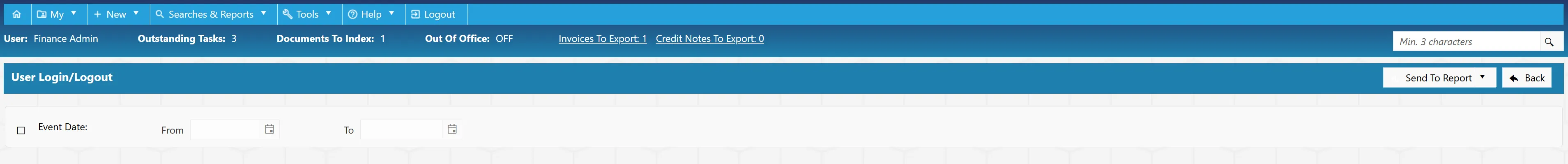 User Access Log Search Parameters Specify the range for which you would like to view user access logs.